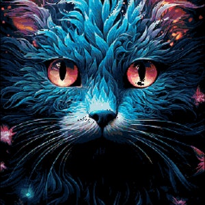 Colorful Cat 2 Cross Stitch Pattern by A Cross Stitch Pattern, Full Coverage Cross Stitch Pattern, Instant Download Cross Stitch Pattern