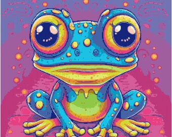 Retro Frog Full Coverage Cross Stitch Pattern (Instant Download)
