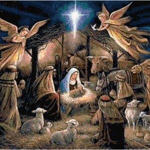 Christmas Nativity Cross Stitch Pattern / Nativity Modern Cross Stitch Design /Full Coverage / Instant Download PDF from Kustom Cross Stitch