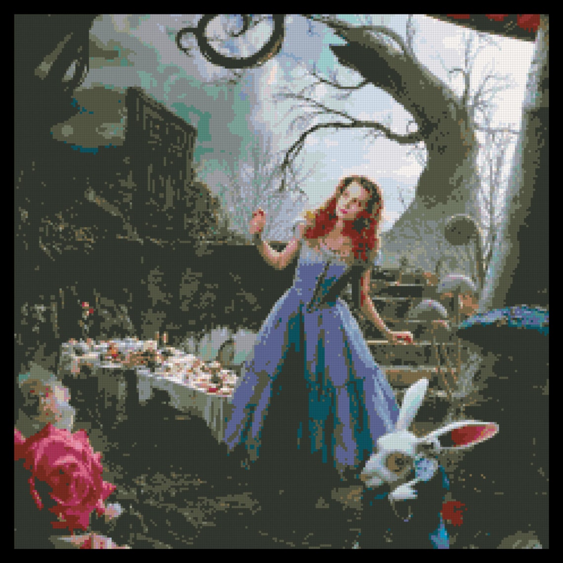 Alice in Wonderland Cross Stitch PDF Needlework Pattern DIY - Etsy