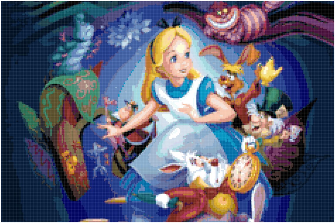 Classic Alice in Wonderland Cross Stitch Printable Needlework Pattern ...