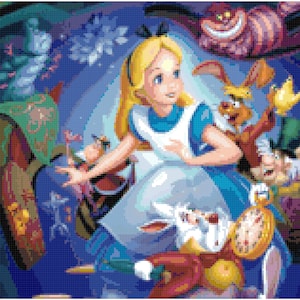 Classic Alice In Wonderland Cross Stitch Printable Needlework Pattern - DIY Crossstitch Chart, Relaxing Hobby, Instant