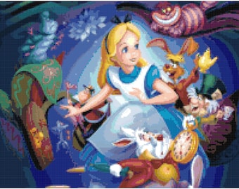 Alice in Wonderland Cross Stitch Pattern – DIY Needlework Chart (PDF Pattern)