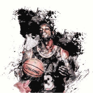 Watercolor Basketball Player Cross Stitch Printable Needlework Pattern - Stitch Count: 236 x 222 - DIY Crossstitch Chart