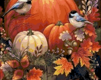 Pumpkin Patch Cross Stitch Pattern by Kustom Cross Stitch, Full Coverage Cross Stitch Pattern, Instant Download Cross Stitch Pattern