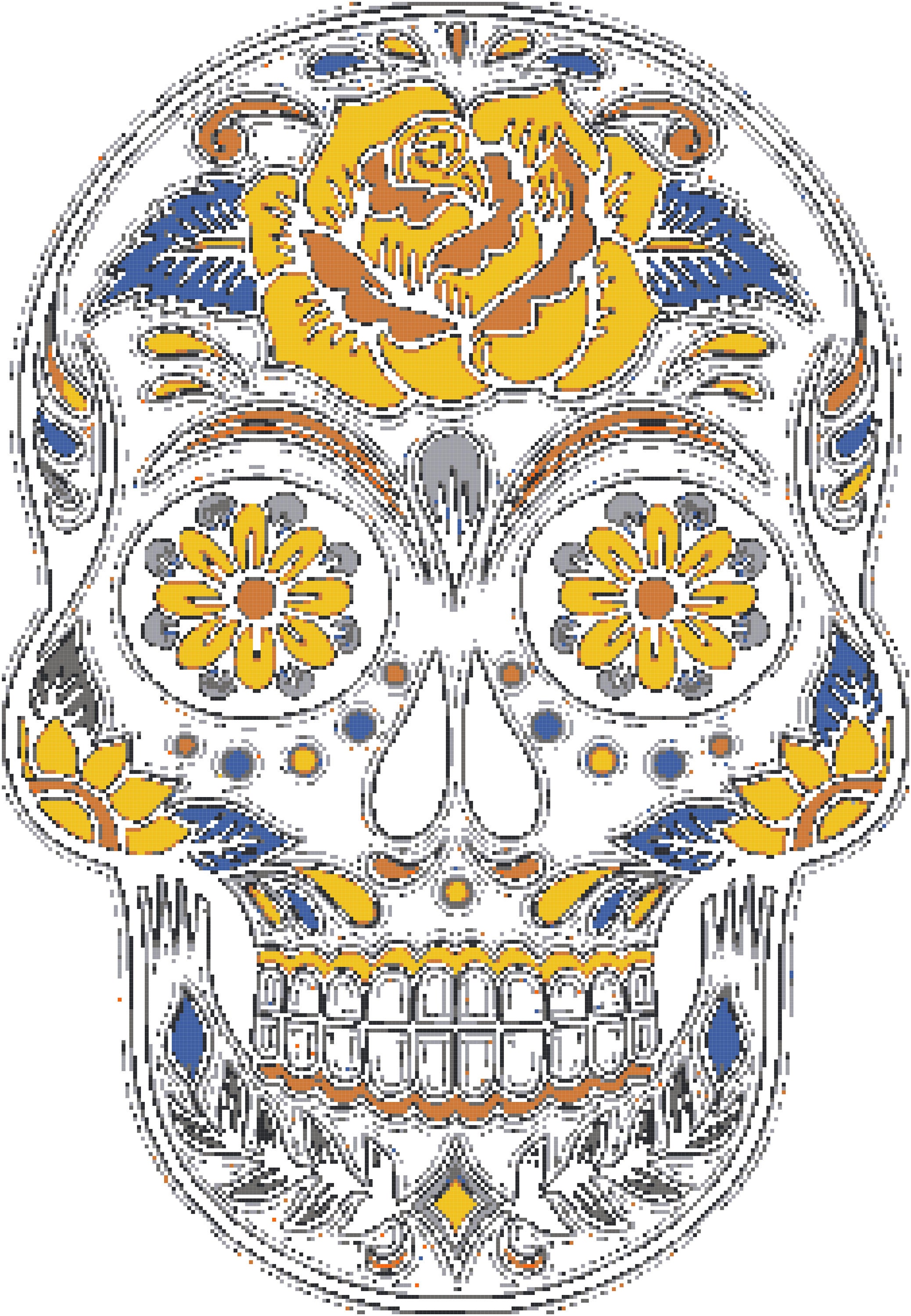 Fall Sugar Skull Cross Stitch Printable Needlework Pattern - DIY ...