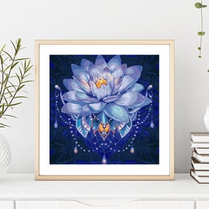 Lotus Cross Stitch Pattern by Kustom Cross Stitch, Full Coverage Cross Stitch Pattern, Instant Download Cross Stitch Pattern