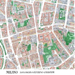 BRERA DISTRICT, MILAN - Italie, Carte de la ville personnalisée, Affiche de plan de la ville, Impression personnalisée, Carte De la ville, Art Murale Imprimable De la Ville