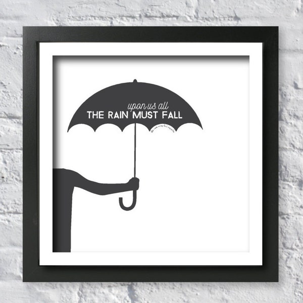 The Rain Song | Umbrella | Upon Us All The Rain Must Fall | Lyrics | Typography | Art Print | Music Poster | Led Zeppelin Lyric Print | Rain