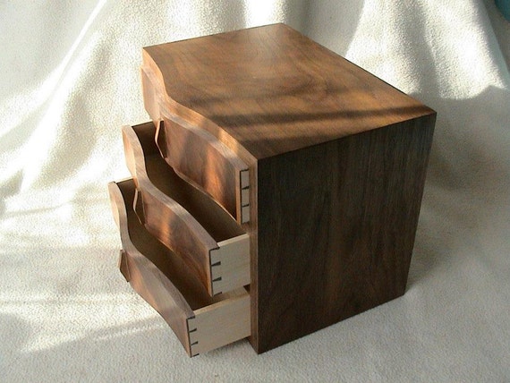 Walnut Drawer Jewellery Wooden Box Mini Chest Drawers Dovetail Etsy