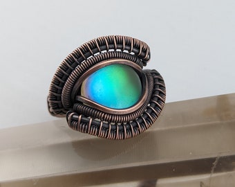 Ring Wire Wrapped Aura Evil Eye Dragon Eye Ring Eye of Sauron Size 7.5 Unisex Men Women Ring