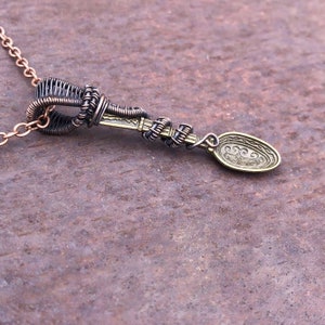 Mini K Spoon Charm Necklace Copper Wire Wrapped Mini Spoon Pendant Mini Spoon Necklace