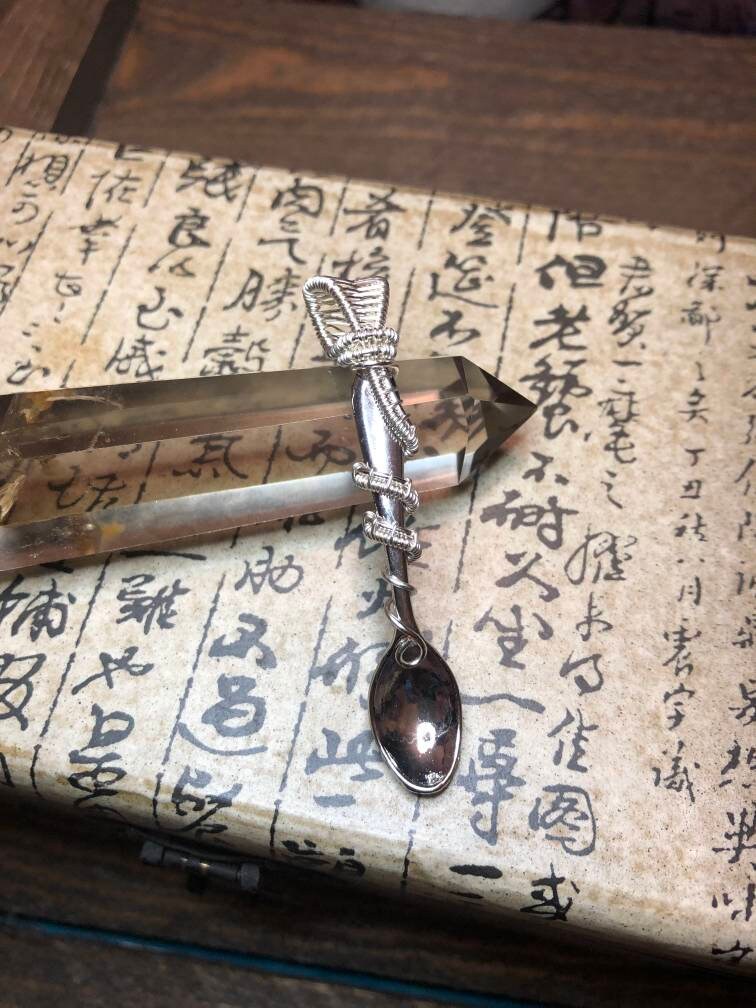 Silver Wire Wrapped Mini Spoon Pendant Tiny Spoon Necklace Etsy