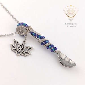 Mini Spoon Charm - Silver Wire Wrapped Necklace - Lotus