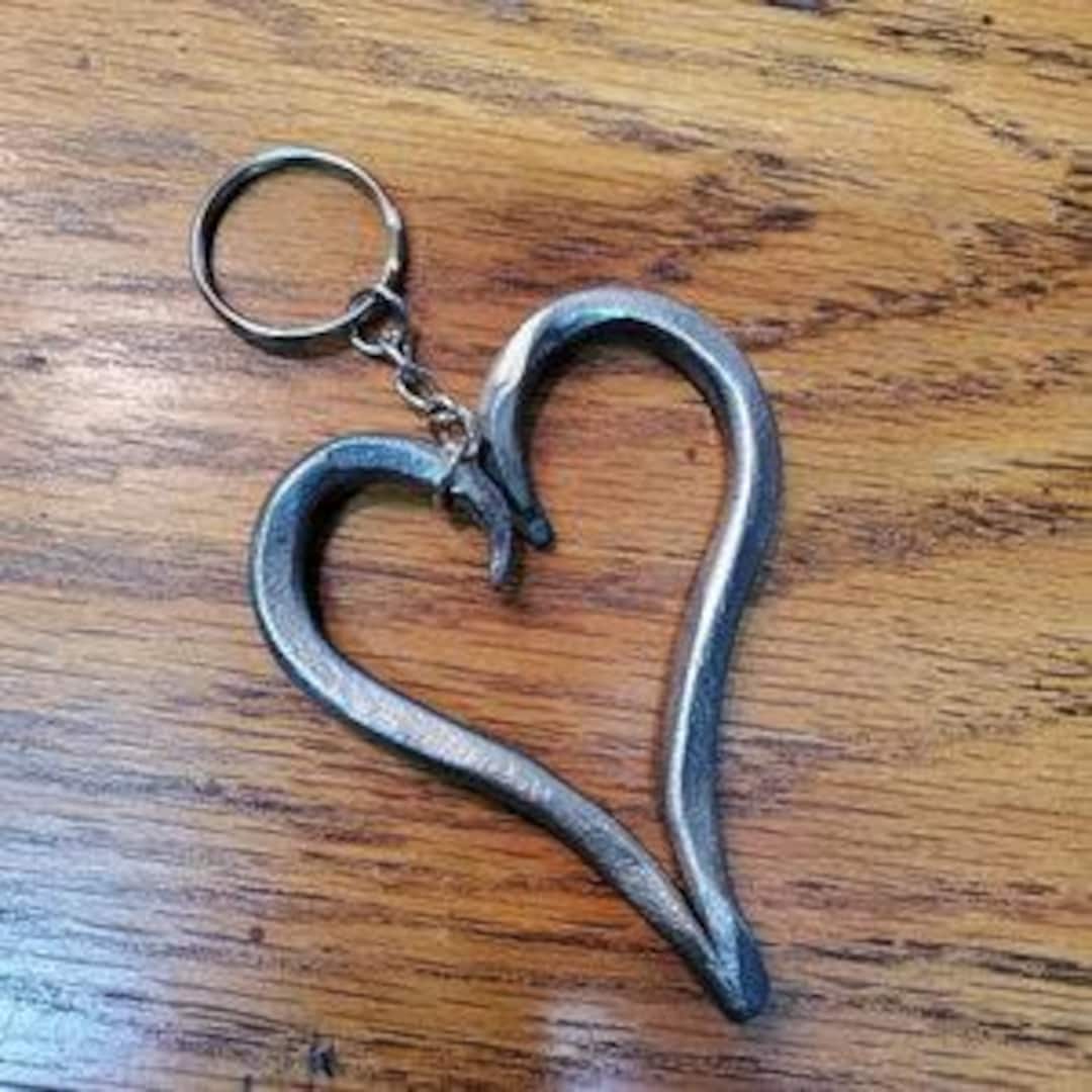 Forged Heart Keychain - Etsy