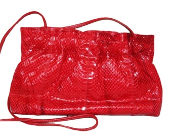 80s RED Crossbody Handbag Leather Purse to Clutch by Cypress Thailand Primary Power Dress Glam Rock Retro Professional Sophisticated Chic