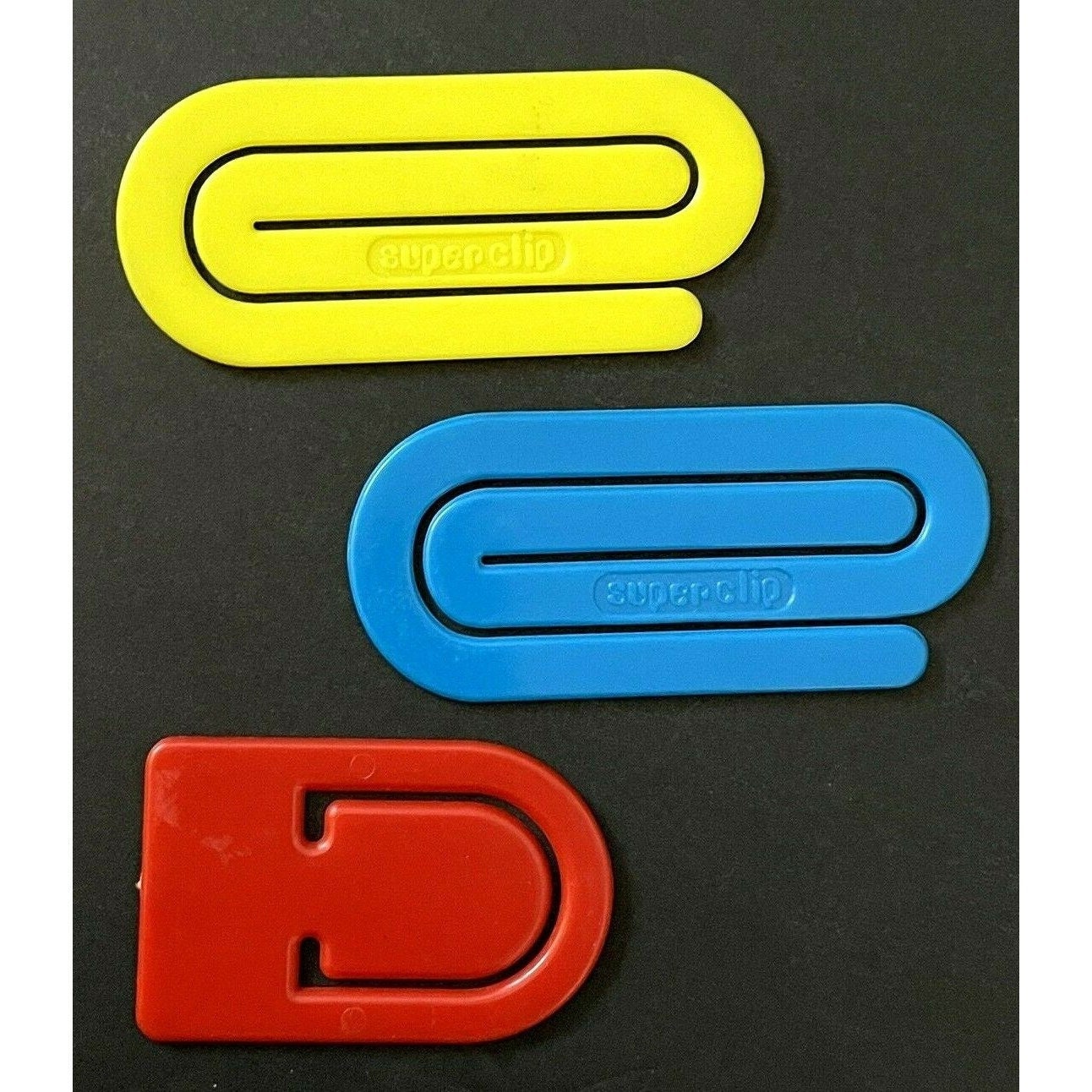 Vintage 80s Superclip Iconic Plastic Paper Clip for Office Supply Prop Desk  Fun School Supply Set Teacher Gift of 3 Primary Colors 