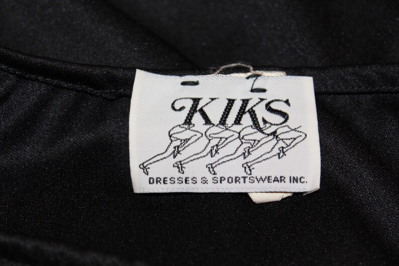 Vintage /'80s KIKS Women Shirt Blouse Career Sportswear Black Shimmer Polyester Chevron Power Suit Thriller Michael Jackson Secretary 10 12 M