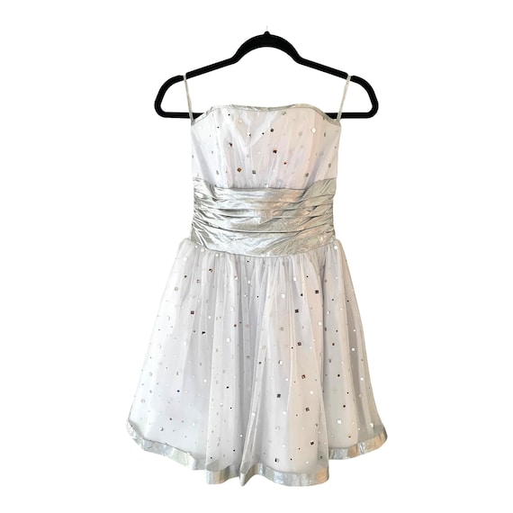 jessica mcclintock white short dress Jessica McClintock VINTAGE Jessica McClintock Dress Wedding White Lace Prairie Size 3/4 Small