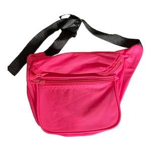 Vintage 80s Fanny Pack Pink Bum Back Waist Belt Purse Nylon for 80s Costume Party Theme Day