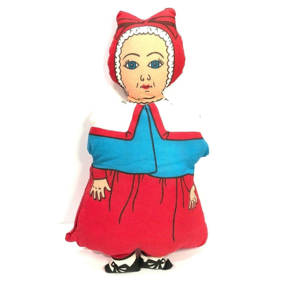 Vintage 70s Mary Meritt Doll Museum Pillow Stuffed Print