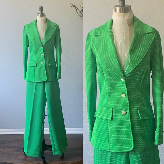 Vintage 1970s Lime Green Leisure Suit Etsy