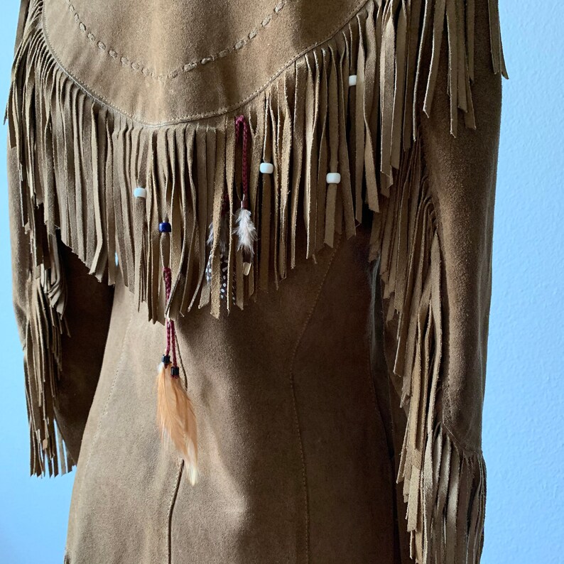Vintage unisex 1970\u2019s pioneer wear suede fringed jacket