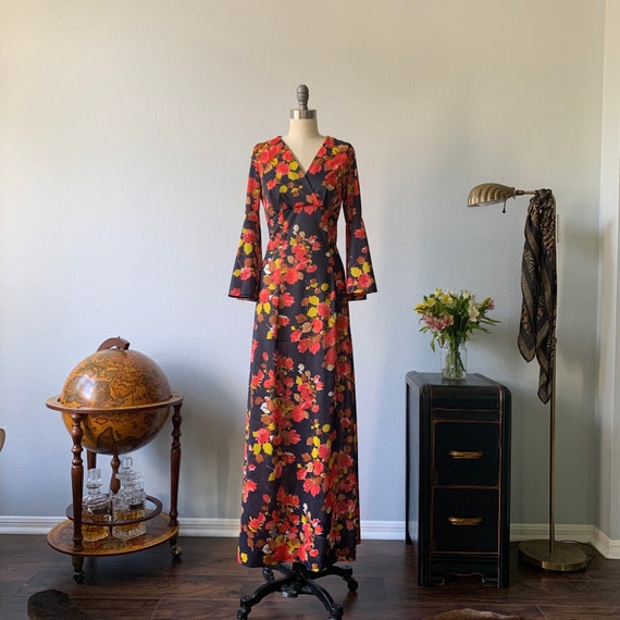 Vintage 1970’s floral maxi dress with bell sleeves