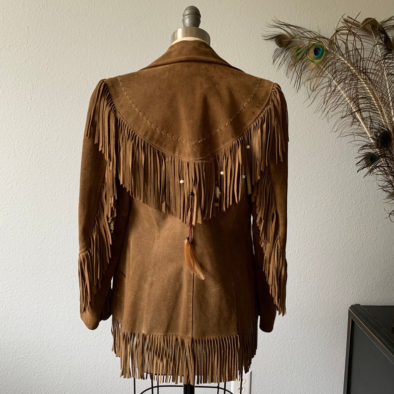 Vintage unisex 1970\u2019s pioneer wear suede fringed jacket