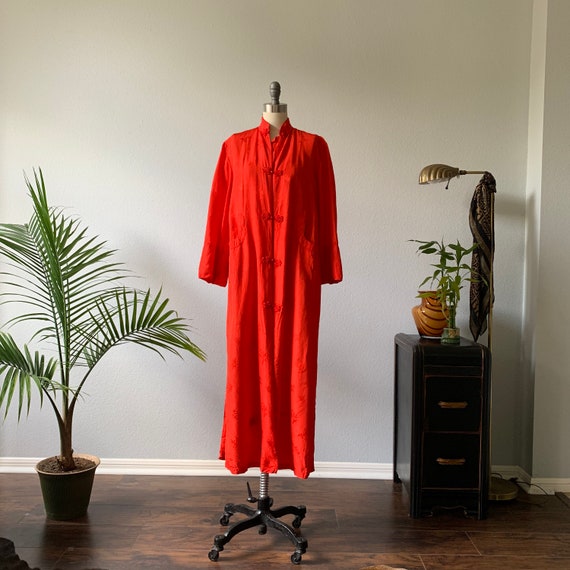 Vintage red kimono, robe, housecoat