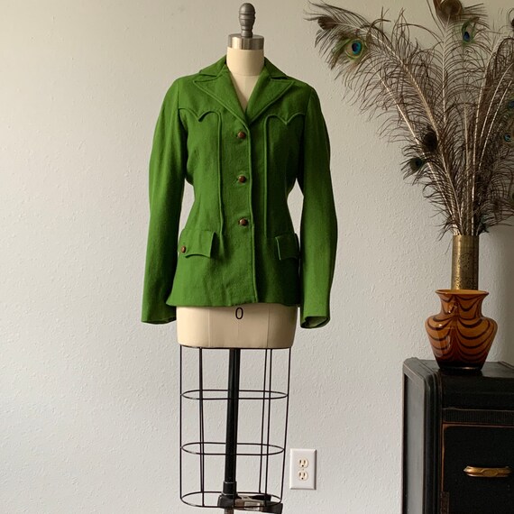 Vintage handmade emerald green western jacket