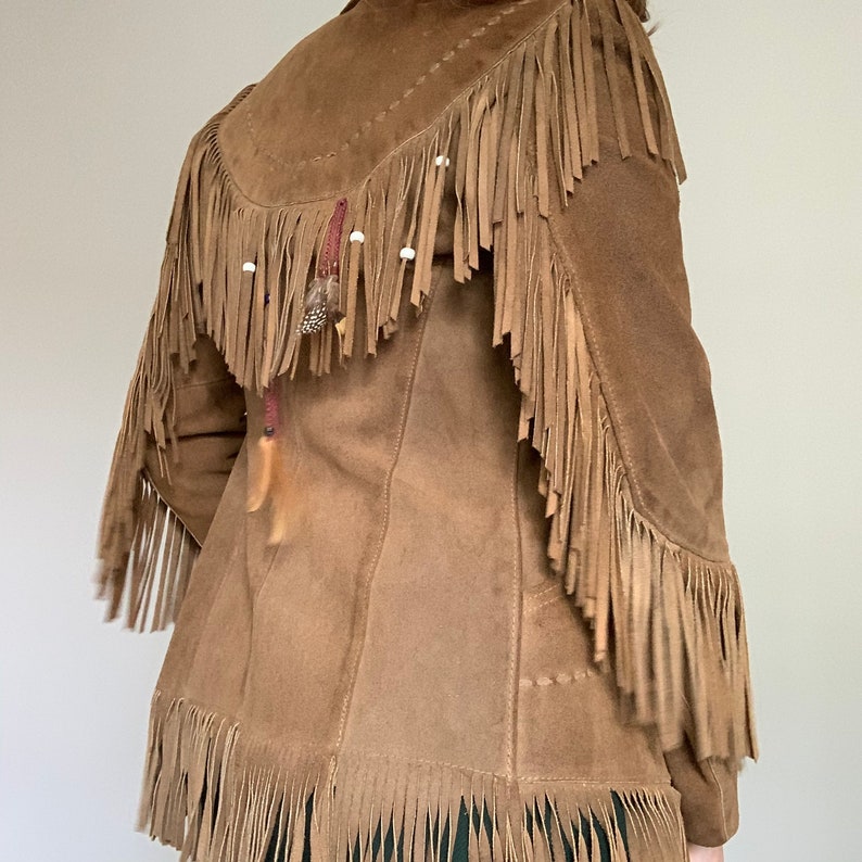 Vintage unisex 1970\u2019s pioneer wear suede fringed jacket