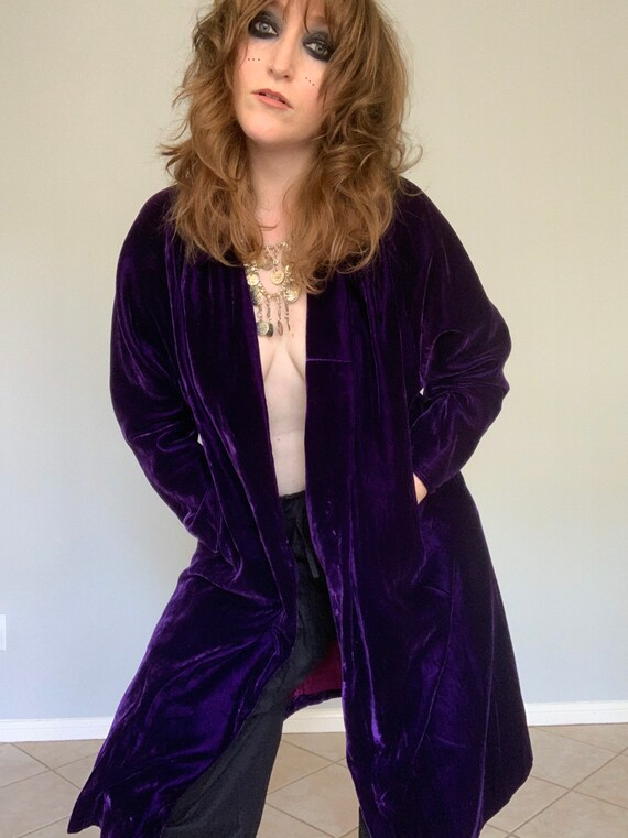 Vintage purple velvet duster jacket