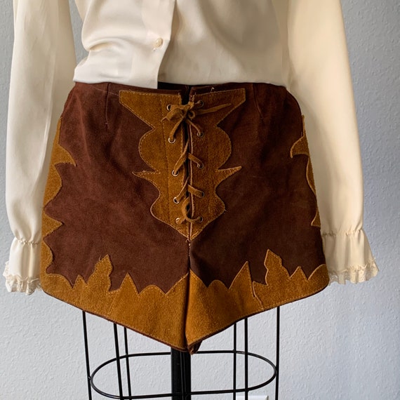 Epic vintage 1970’s suede lace front hot pants
