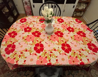 60s Flower Power Vintage Tablecloth