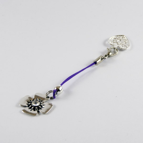 Purple Corded Clasp Heart Opener works with Pandora / Chamilia Charm Bracelets
