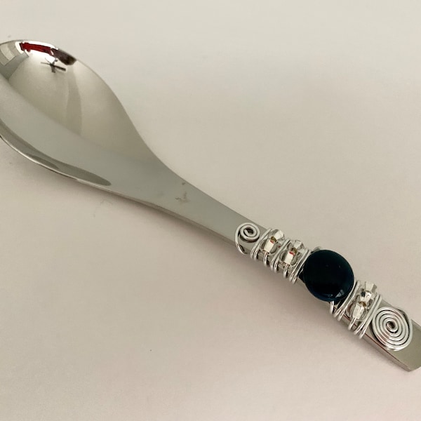 Dark Blue DIP spoon, CANDY scoop, NUT scoop, large cereal spoon, serving spoon, salsa spoon, granola server, ice cream toppings