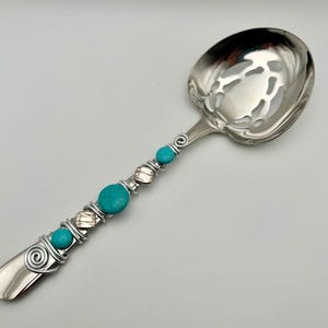 ELEGANT SERVING SPOON, large server, berry spoon, rice spoon, pasta, vegetables, salads, beaded, fruit server, one of a kind