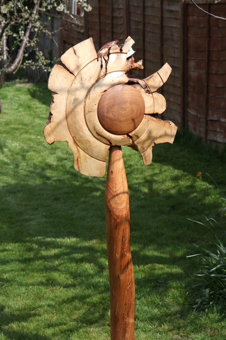Reclaimed wood Garden Sculpture Woodturning sculpture made Etsy