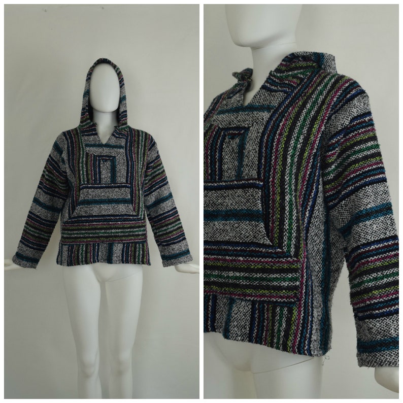striped baja hoodie
