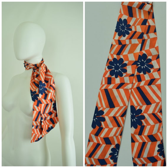 Vintage 60s 70s Colorful Silky Fabric Neck Tie, He