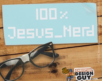 100% JESUS NERD (Computer geek) | Funny Christian Car Vinyl Decal | Religious Sticker | God & Church Gift
