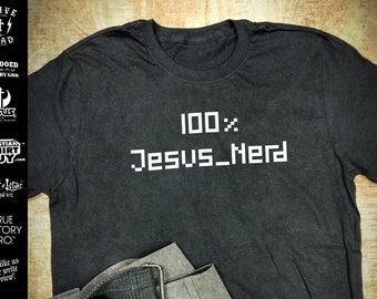 100% JESUS nerd Christian T-Shirt Mens Religious God Church Themed Gift Computer Design Jesus Custom Made