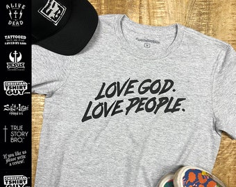 Love God Love People Bible Scripture Verse T-Shirt Mens Christian Religious Church Greatest Commandment Gift Custom Made