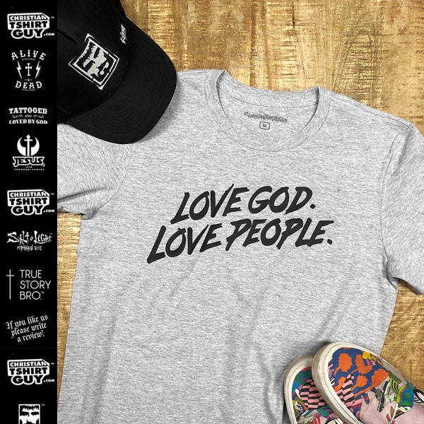 Love God Love People Bible Scripture Verse T-Shirt Mens Christian Religious Church Greatest Commandment Gift Custom Made