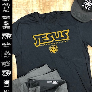 JESUS Join the Rebel Forces Christian T-shirt Mens Religious God Church ...