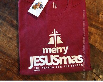 Merry JESUSmas Christmas Holiday Christian T-shirt Mens Religious God Church Gift