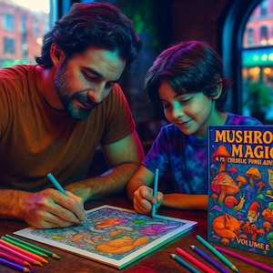 Mushroom Magic | Creative Art | Unique Gift | Fun for Adults Digital Coloring Book PDF