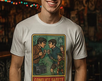 Camiseta unisex con música de estilo cómic y revival del britpop de los 90