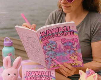 Dibujos para colorear de Apocalipsis Kawaii / Arte creativo / Regalo único / Diversión para adultos - Descarga digital en PDF